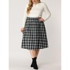 Agnes Orinda Women's Plus Size Plaid Elastic High Waist Flare Fall A Line Skirts - 2 of 4