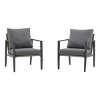 Outdoor Patio Aluminum Lounge Chair,Upholstered Dining Chair With Aluminum Frame,Rope Woven Backrest Armrest Side Chair-Coolbibila - 3 of 4