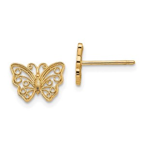 Black Bow Jewelry 10mm Cutout Butterfly Post Earrings in 14k Yellow Gold - 1 of 4