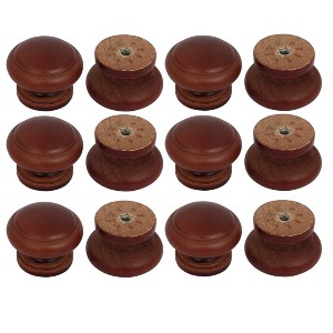 Unique Bargains Cabinet Drawer Single Hole Wooden Pull Knobs Handles White 1.1" x 0.9" 12 Pcs - 1 of 4