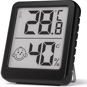 Digital Hygrometer Indoor Thermometer with High Accuracy Sensor Comfort Indicator for Home Bedroom Baby Room and Greenhouse, Black - 1 of 4