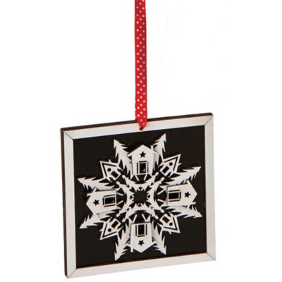 Ganz 5" Glittered Snowflake Framed Christmas Ornament - Black/White