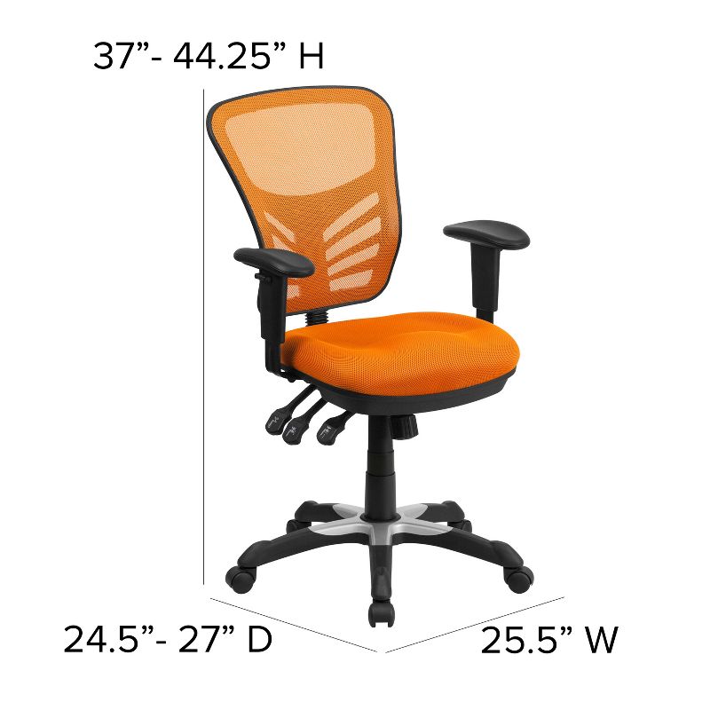 Flash Furniture Mid-Back Mesh Multifunction Executive Swivel Ergonomic Office Chair with Adjustable Arms, 4 of 12