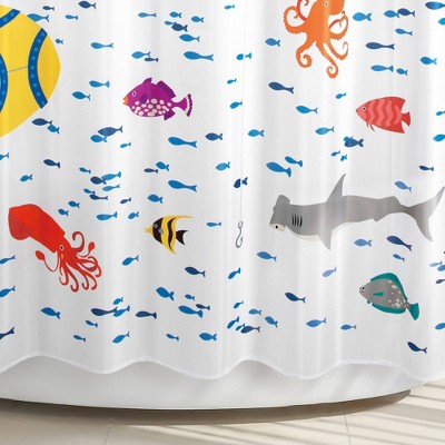 Multicolor Nautical Submarine and Sea Creatures Shower Curtain