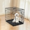 Gulches Folding Metal Wire Dog Crate, 24-Inch Collapsible Double Door Dog Crate with Removable Leak-Proof Pan, Portable Dogs Crate with Divider, Black - 2 of 4