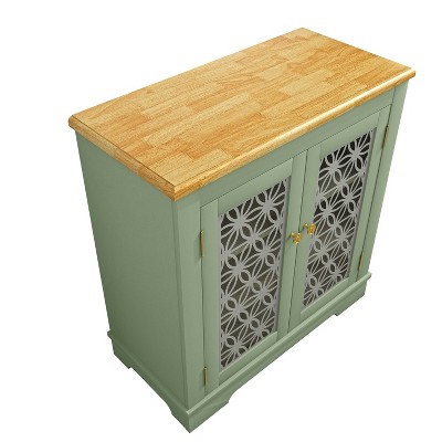 Green Rustic Wood Storage Sideboard Buffet Cabinet