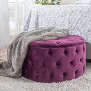 NicBex Ottoman Foot Rest with Buttons Stylish Footstools and Ottomans Round Upholstered Velvet Ottoman for Bedroom, Living Room - 1 of 4