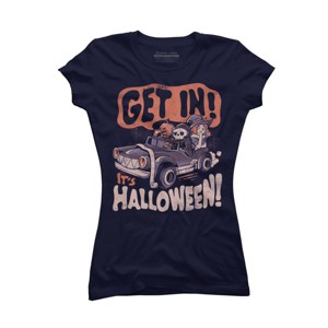 Junior's Design By Humans Get In Its Halloween - Halloween Pumpkin Skull Gift By EduEly T-Shirt - 1 of 2