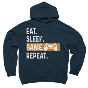 Adult Design By Humans Eat Sleep Game Repeat By MeowShop Pullover Hoodie - 1 of 2