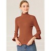 INSPIRE CHIC Women's Ruffle Sleeves Pullover Turtleneck Slim Fit Stretchy Knit Sweater - 2 of 4