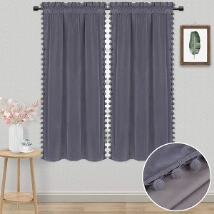 Room Darkening Velvet Kitchen Window Curtains - 1 of 4