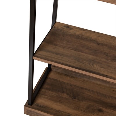 Oslo 37" Aged Maple & Black Metal 3-Shelf Etagere Bookcase