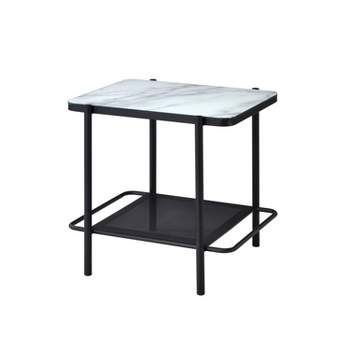 Avalan Glass Top Contemporary End Table Black Coating/White - miBasics