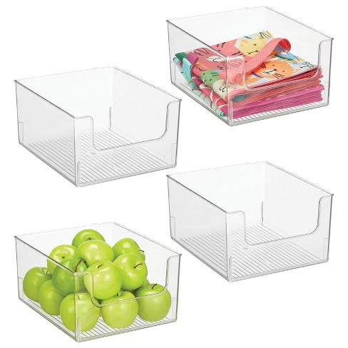 Mdesign Linus Plastic Kitchen Pantry Food Storage Cabinet Organizer Bin, 4  Pack - Clear, 6 X 10.5 X 3.5 : Target