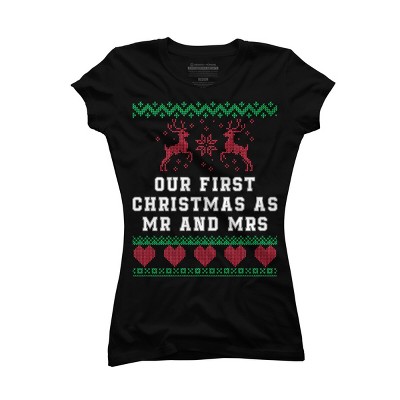 Junior's Design By Humans Our First Christmas As Mr & Mrs T-Shirt By UnlockedHTK T-Shirt