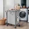 2-Section Rolling Laundry Basket Storage with Wheels, 37 Gallons Laundry Hamper, Removable Liner, Steel Frame with Handle, 27.2 x 15.4 x 31.9 Inches - 3 of 4