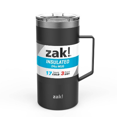Zak! Designs 24oz Double Wall Stainless Steel Vacuum Insulated Mug with Contour Lid - Black