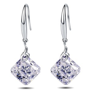 Paaaawaters 925 Sterling Silver Square Shape Cubic Zirconia Dangle Earring for Women - 1 of 4
