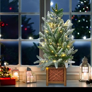 2 Ft Prelit Mini Tabletop Christmas Tree with 30 LED Lights for Holiday Table Centerpiece Desk Decorations - 1 of 4