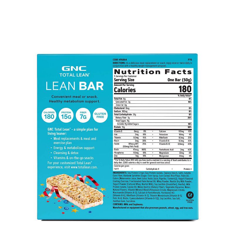 GNC Total Lean Protein Bar, Vanilla Birthday Cake, 5 Bars, 2 of 4