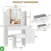 Vanity Desk w/ Mirror & Lights Makeup Vanity w/ Lighted Mirror Power Outlet Charging Station & Padded Stool - 2 of 4
