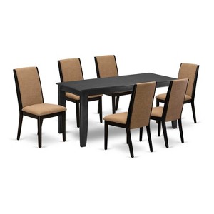 HomeStock 7-Piece Rectangle Black Finish Solid Wood Top Dining Table with 6 Chairs - 1 of 4
