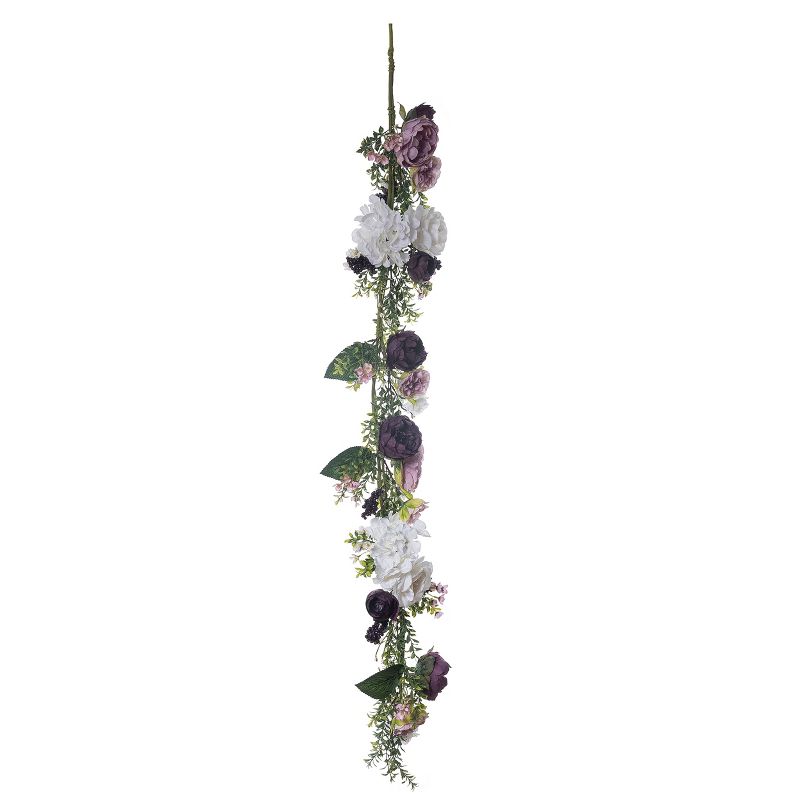 Transpac Synthetic Fabric 60 in. Multicolor Spring Flower and Twig Garland, 2 of 4