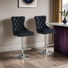 Thick Chrome Swivel Velvet Barstools,Adjustable 25-33"Height,Modern Upholstered with17.7" Base,Tufted Buttons&Diamond Pleating - Leovsnove - 2 of 4