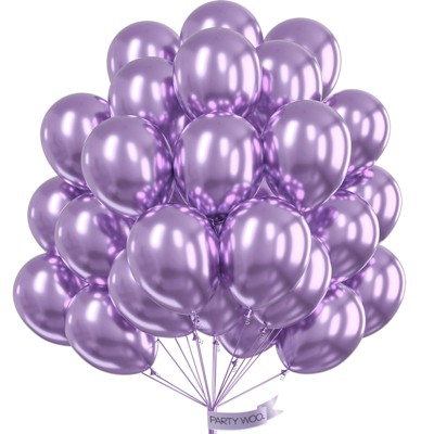 PartyWoo Balloons Metallic Purple Metallic Lavender Light Pastel Lilac 12 Inch 50 pcs