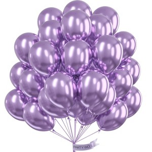 PartyWoo Balloons Metallic Purple Metallic Lavender Light Pastel Lilac 12 Inch 50 pcs - 1 of 4