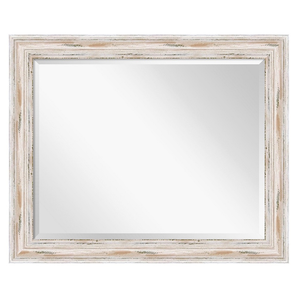 Photos - Wall Mirror 33" x 27" Alexandria White Wash Framed  - Amanti Art: Beveled, No Assembly Required