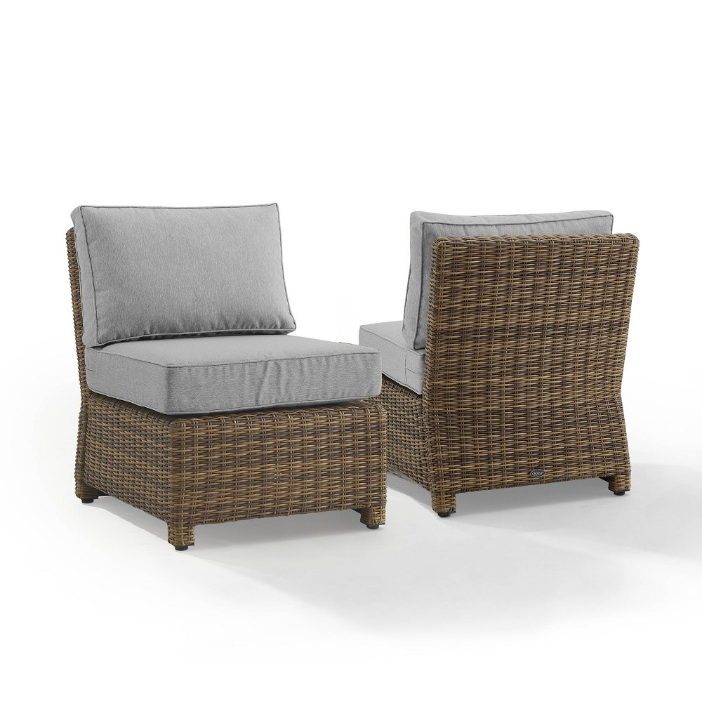 Photos - Garden Furniture Crosley Bradenton 2pk Outdoor Wicker Chairs - Weathered Brown/Gray  