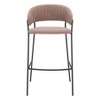 Polyester Fabric Barstool 39.4" H, Brown with Black Steel Legs, Upholstered by Zuo Modern (Set of 2) - 4 of 4