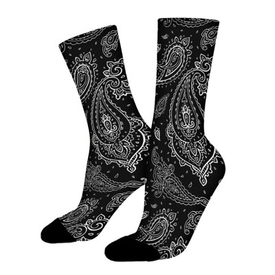 Vintage Paisley Pattern Women Printed Crew Socks Funny Funky Socks Soft Polyester Novelty Gifts for Artists Men
