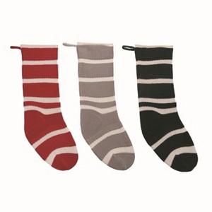 Transpac Polyester Multicolor Christmas Plush Striped Stocking Set of 3 - 1 of 2