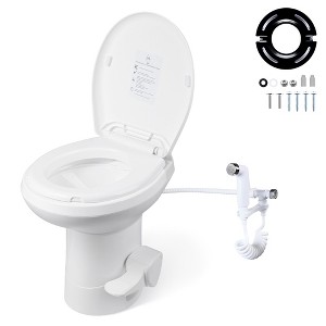 Yescom 20" High Elongated RV Camper Toilet Gravity Flush - 1 of 4