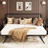 Stand Up Trundle Day Bed, Metal Slats Support with Lockable Wheels, Featuring A Pop-Up Trundle Mechanism, Twin Trundle Bed Frame Only, Black - 2 of 4