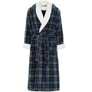 ADR Men's Robe, Warm Plush Hooded Bathrobe Man, Full Length Fleece Robe Man with Hood - 1 of 4