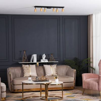 Vidalite Black and Gold Iron Rectangle Semi Flush Mount