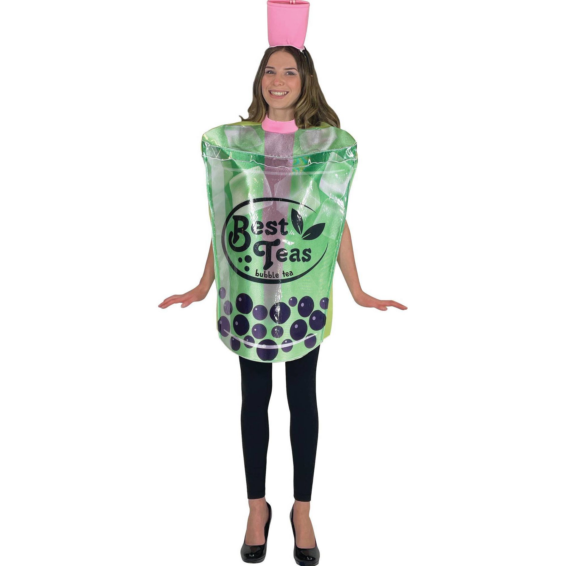 Imposta Costumes Adult Bubble Tea Costume Bodysuit Green One Size