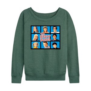 Women's - The Brady Bunch - Classic Hollywood Squares Lightweight French Terry Wide Neck Long Sleeve Shirt - 1 of 4