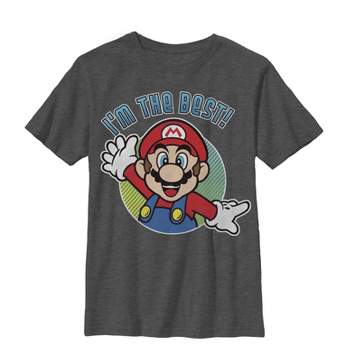 Boy's Nintendo Mario Jumpman T-shirt - Charcoal - Small : Target