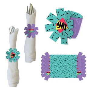 Big Dot of Happiness 90’s Throwback - 1990s Party Paper Napkin Holder - Napkin Rings - Set of 24 - 1 of 4