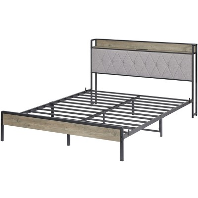 NicBex Bed Frame with Charging Station and Metal Slats Support for Adults