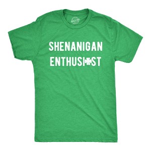 Mens Shenanigan Enthusiast T Shirt Funny St Patricks Day Party Novelty Tee - Crazy Dog Men's T Shirt - 1 of 4