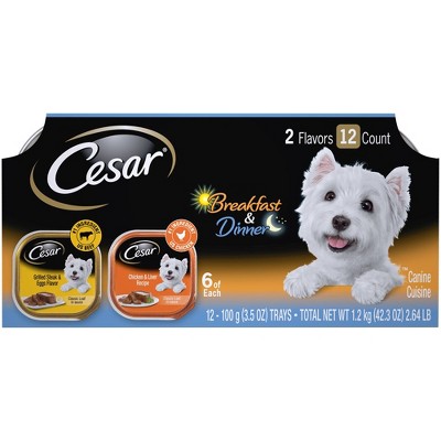 Cesar Classic Loaf in Sauce Wet Dog Food Breakfast & Dinner - 3.5oz/12ct Variety Pack