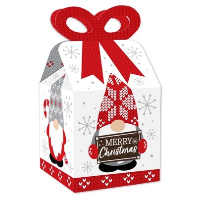 Big Dot of Happiness Christmas Gnomes - Square Favor Gift Boxes - Holiday Party Bow Boxes - Set of 12