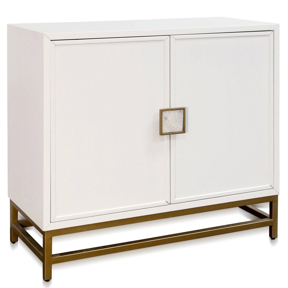 Photos - Wardrobe Two Door with Shell Handles Cabinet White - StyleCraft: Gold Accents, 35"