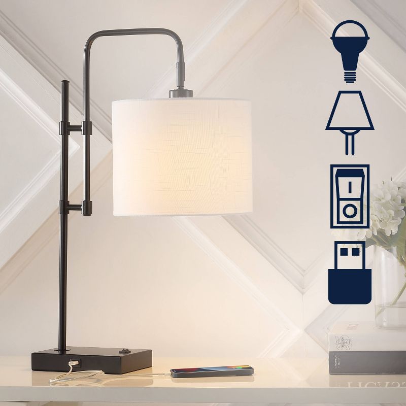 24.75&#34; Edris Industrial Designer Metal Task Lamp with USB Charging Port (Includes LED Light Bulb) Black - JONATHAN Y, 3 of 12