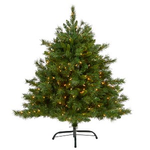 Nearly Natural 4-ft Wyoming Mixed Pine Artificial Christmas Tree with 250 Clear Lights and 462 Bendable Branches - 1 of 4